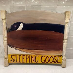 Nancy Thomas Vintage Wooden Sleeping Goose Wall Art